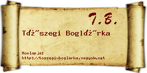 Tószegi Boglárka névjegykártya